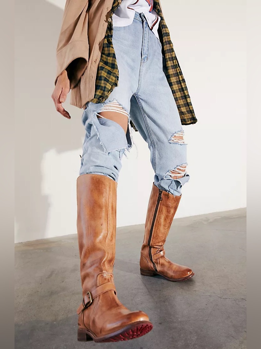 New Bed Stu x Free People Rustic Tan Tall Clover Glaye Riding Boots Shoes 9.5
